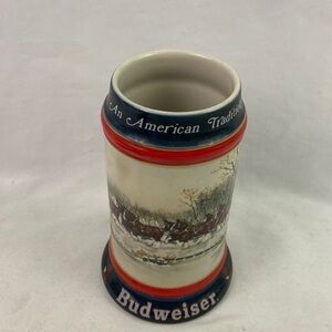 Vtg Budweiser Holiday Susan Sampson 90 Beer Stein